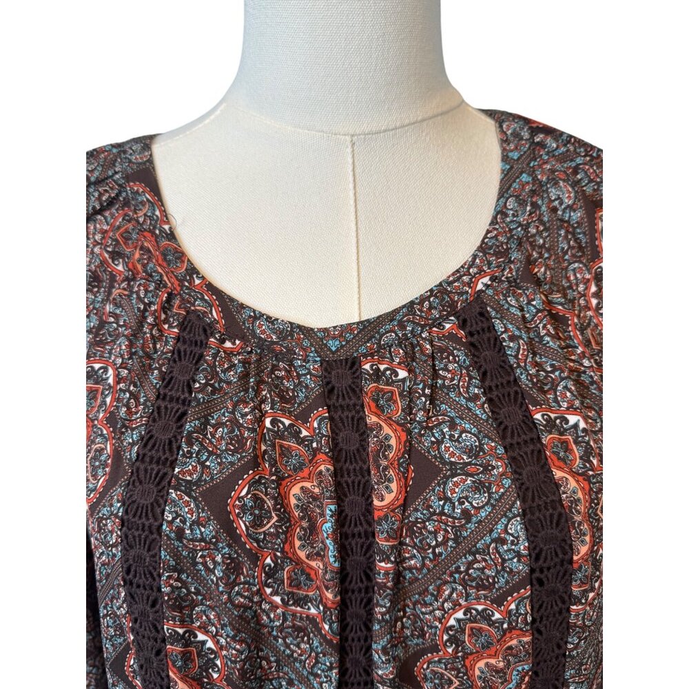 2/$30 Daniel Rainn M Paisley Dress Boho Style with Crochet Details NWT - Picture 4 of 15